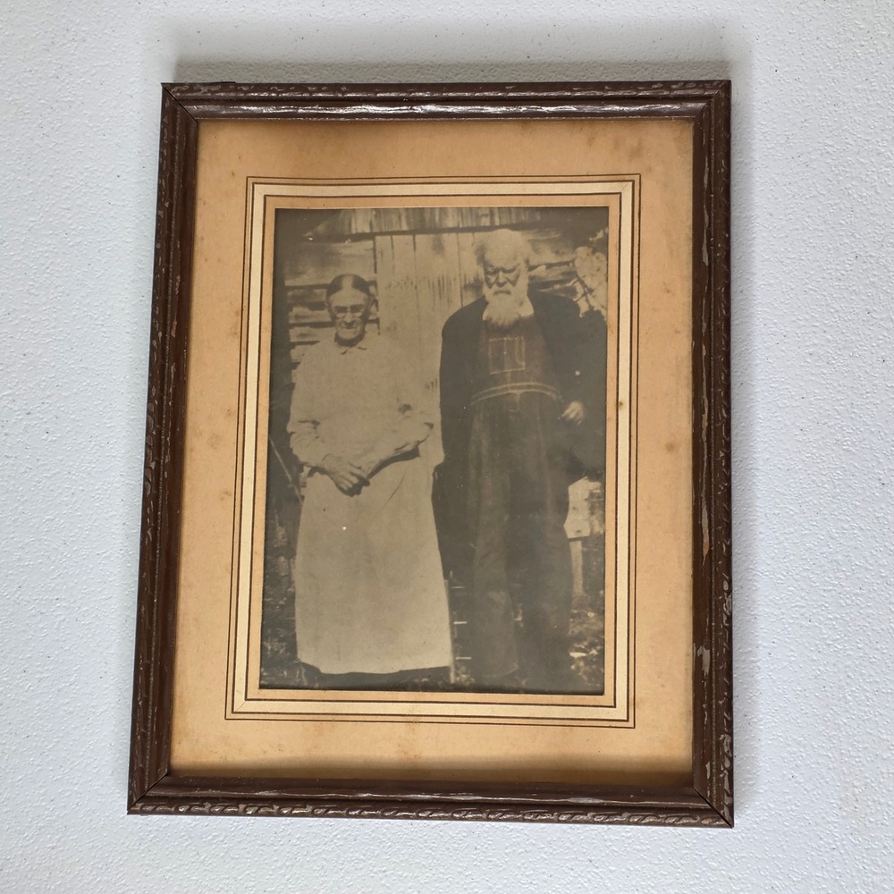 Vintage 1928 Photo Farmer & Wife Elon College NC 8x10 Framed Portrait Farmhouse